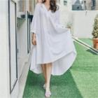 Open-placket Dip-back Long Dress
