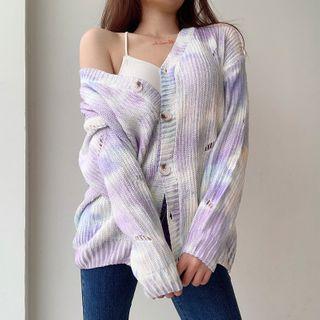 Tie-dye V-neck Cardigan