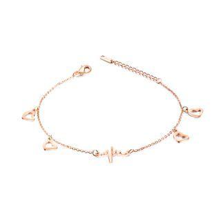 Simple And Creative Plated Rose Gold Electrocardiogram Heart-shaped 316l Stainless Steel Anklet Rose Gold - One Size