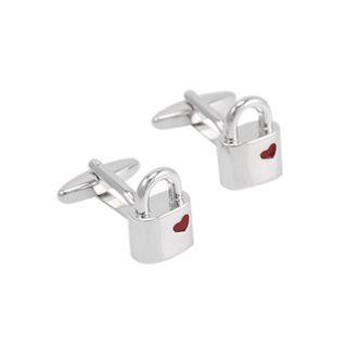 Fashionable Simple Love Lock Shape Cufflinks Silver - One Size