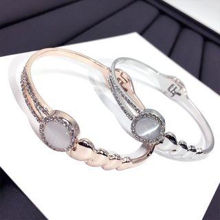Rhinestone Cat Eye Stone Disc Bangle