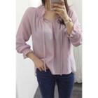 Tie-front Frilled Chiffon Top