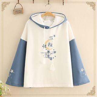 Sakura Embroidered Color Block Hoodie