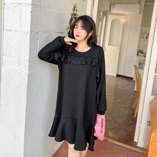 Frill Trim Midi Mermaid Sweatshirt Dress