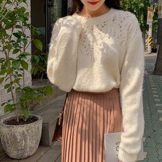 Pointelle Fluffy Sweater