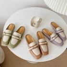 Square-toe Two-tone Loafer Mules