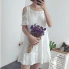 Cutout Shoulder Lace Short-sleeve Dress