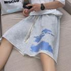 Lettering Print Straight Leg Sweatshorts