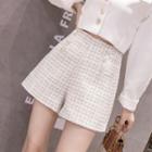 Buttoned Tweed Shorts