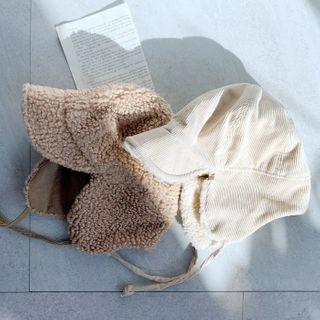 Corduroy Fleece-lined Ear Flap Cap