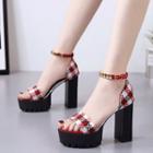 Checked High Heel Sandals