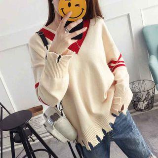 Fringed Stripe Knit Top