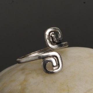 Geometric Alloy Open Ring F0100 - Silver - One Size
