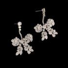 Rhinestone Bow Earring Earrings - 1 Pair - Silver - One Size