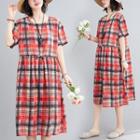 Plaid Round-neck Dress As Shown In Figure - F