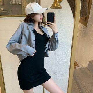 Plain Shirt / Mini Sheath Tank Dress