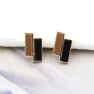Color Block Ear Stud / Clip On Earring