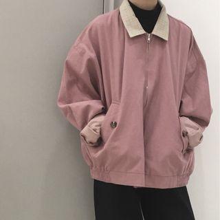 Collared Zip Jacket Pink - One Size