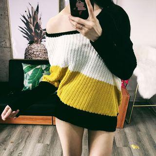 Asymmetric Color Block Sweater