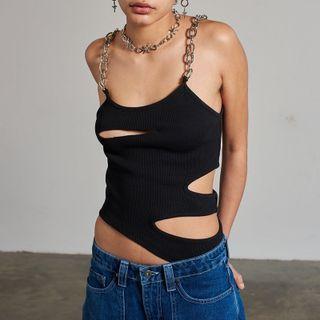 Chain Strap Asymmetrical Cutout Camisole Top