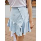 Band-waist Ruffle-hem Mini Skirt