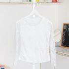 Lace Long-sleeve Top White - One Size