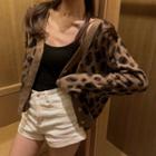 Leopard Knit Cardigan As Shown In Figure - One Size
