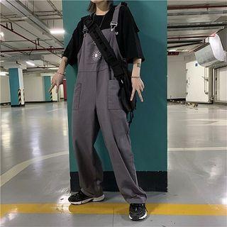 Sun Embroidered Wide-leg Jumper Pants
