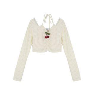 Halter-neck Shirred Cropped T-shirt