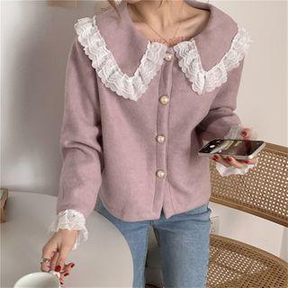 Peter-pan Collar Loose-fit Cardigan