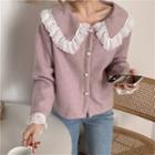 Peter-pan Collar Loose-fit Cardigan