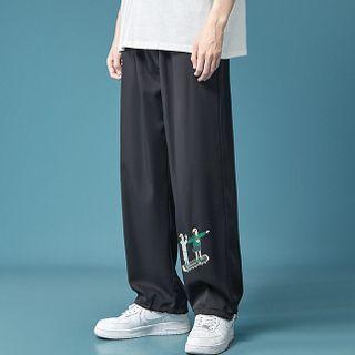 Print Cropped Gathered Cuff Pants