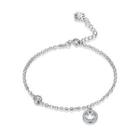 925 Sterling Silver Smiley Bracelet With Austrian Element Crystal Silver - One Size