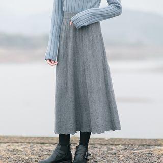 Scalloped Hem Knit Midi Dress
