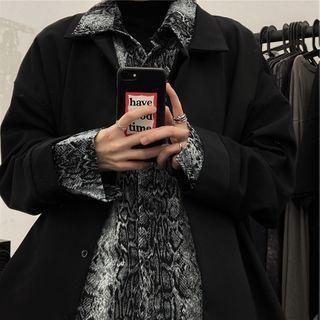 Mock Two-piece Snakeskin Print Trim Blazer
