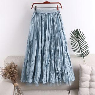 Textured Overlay A-line Skirt