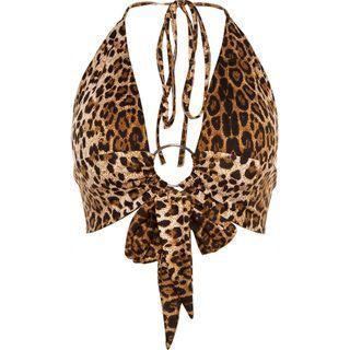 Leopard Halter Crop Top