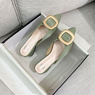 Buckled Low-heel Pointed Mules