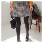 Faux-pearl Buttoned Houndstooth Wrap Skirt
