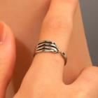 Palm Alloy Open Ring 1pc - 01 - Silver & Black - One Size