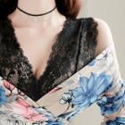 Lace-trim Floral Print Mini Dress