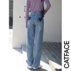 Heart Detail Straight-fit Jeans