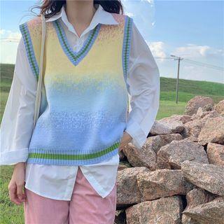 Plain Shirt / Gradient Sweater Vest