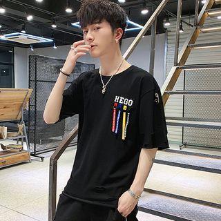 Elbow-sleeve Appliqu  T-shirt