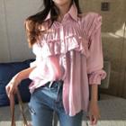 Frill-trim Shirt Pink - One Size