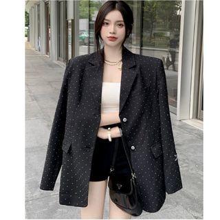 Dotted Single-breasted Blazer Blazer - Black - One Size