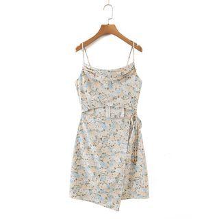 Spaghetti Strap Floral Cut-out Mini Sheath Dress