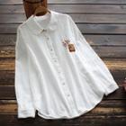 Long-sleeve Embroidered Shirt Off-white - One Size