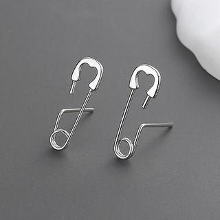Safety Pin Stud Earring 1 Pair - Earrings - Safety Pin - Silver - One Size