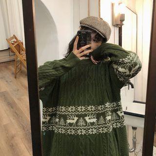 Christmas Themed Cable Knit Sweater